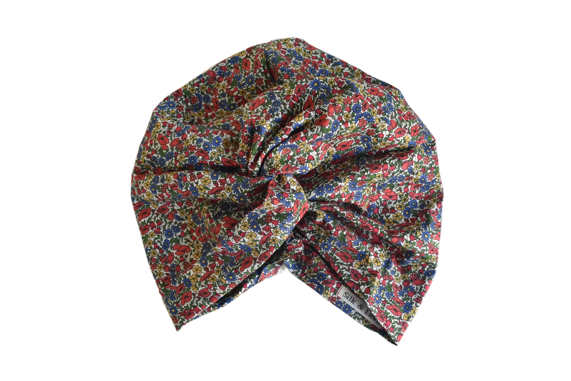 Little Susan Turban Hat -Red Poppy & Daisy Liberty floral print - Silk & Lawn