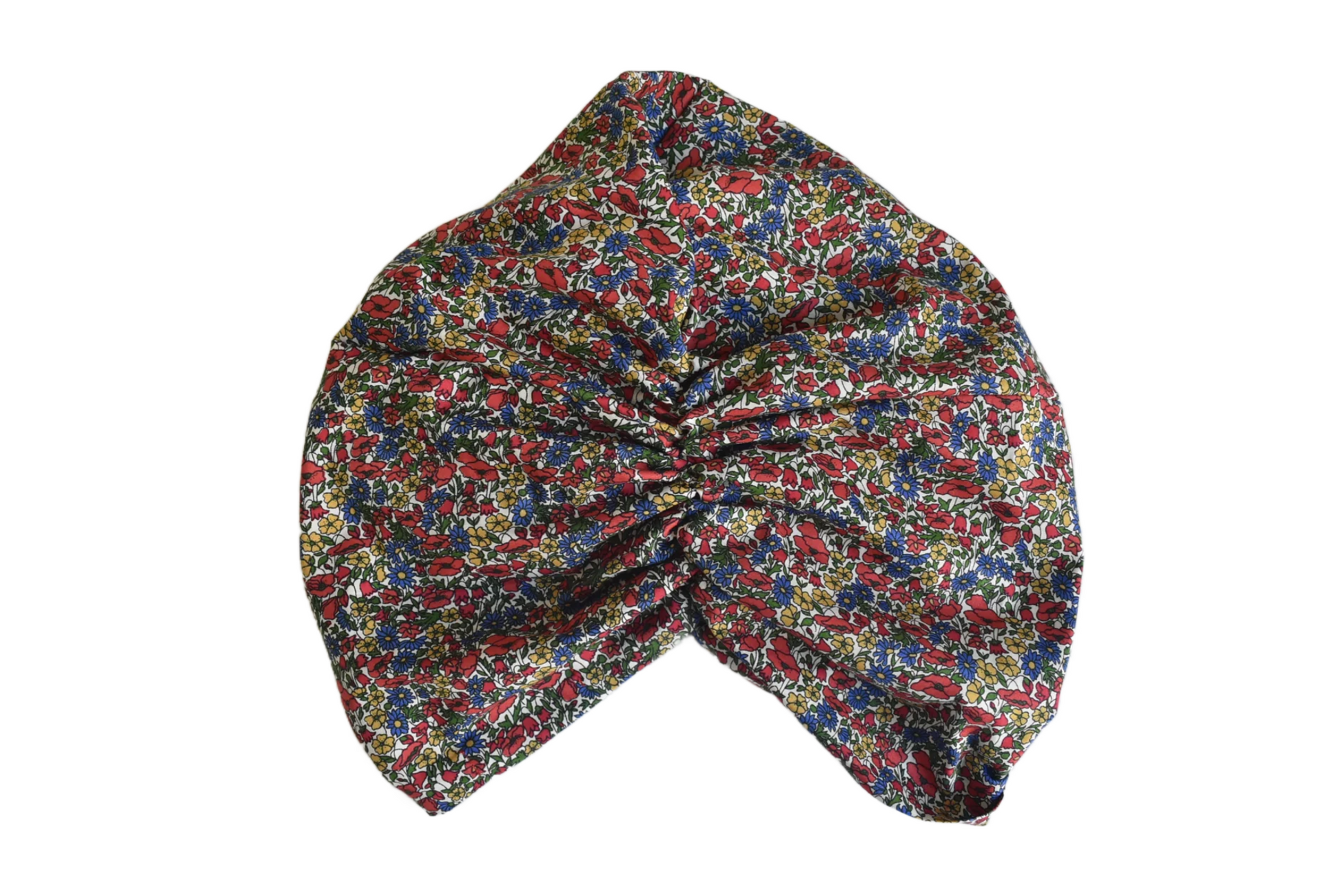 Little Susan Turban Hat -Red Poppy & Daisy Liberty floral print - Silk & Lawn