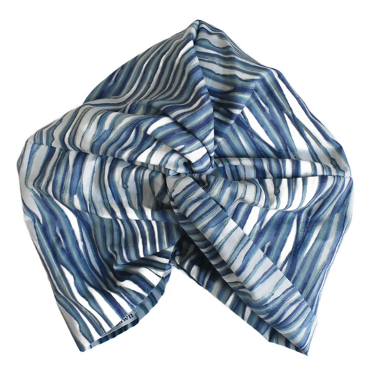 Little Susan Turban Hat -Blue Martin graphic print - Silk & Lawn