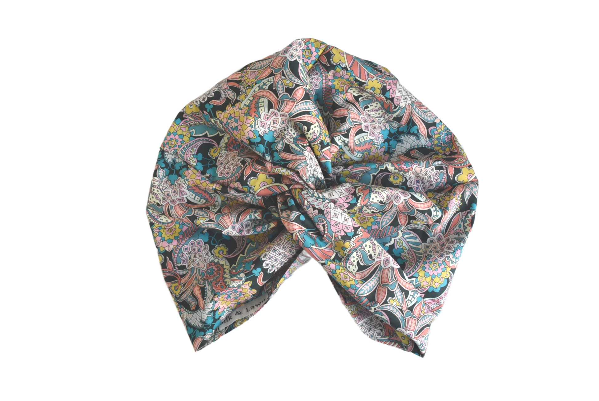 Little Susan Turban Hat -Bright Multicolour Liberty Pineapple Paisley print - Silk & Lawn