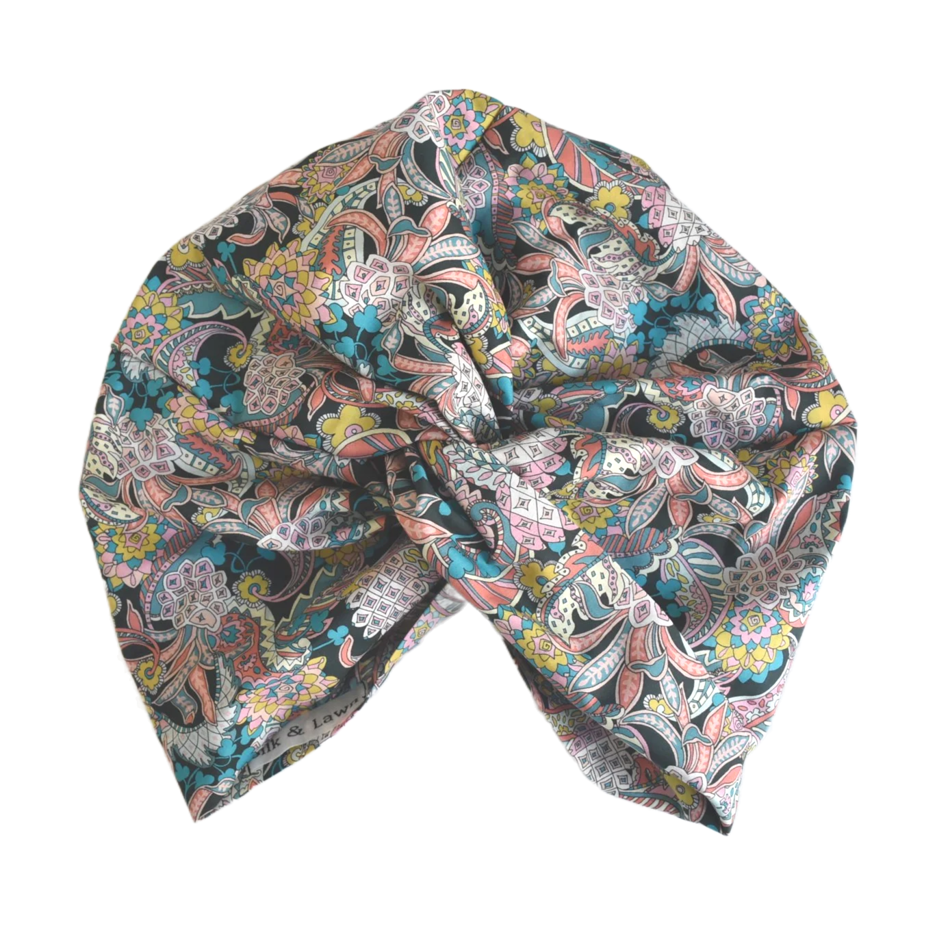 Little Susan Turban Hat -Bright Multicolour Liberty Pineapple Paisley print - Silk & Lawn