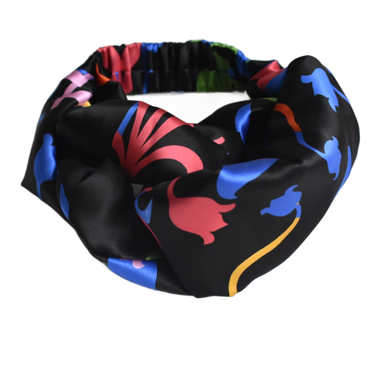 Silk Twisted Turban hairband and neck scarf in Liberty of London Bold Floral print-  100% Belgravia Silk Satin - Silk & Lawn