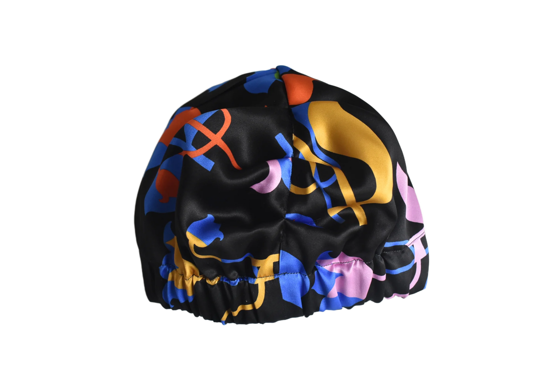 Luxury Silk Turban & Head wrap - Liberty bold print on black Silk Satin - Silk & Lawn