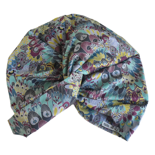 Little Susan Turban Hat - Liberty Oban feather print - Silk & Lawn