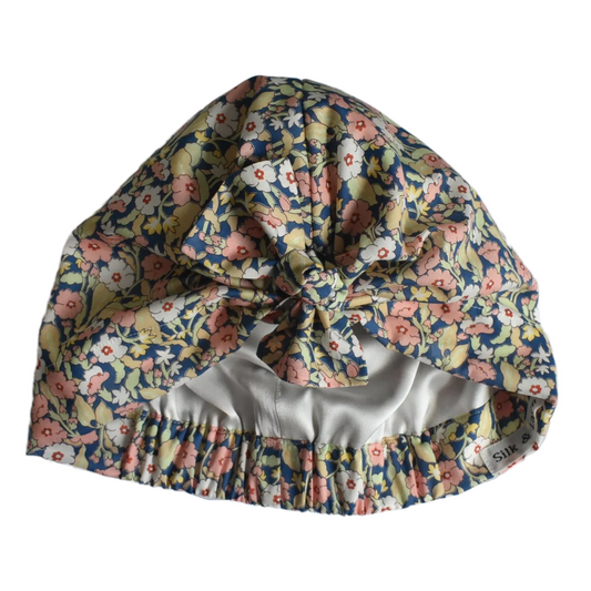 Ladies Turban Hat - Liberty of London Primrose Path in Pink & Blue - a classic Liberty floral - Silk & Lawn