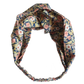 Ladies Twisted Turban Headband - Primrose Path in blue & pink - classic floral print - Silk & Lawn