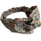 Ladies Twisted Turban Headband - Primrose Path in blue & pink - classic floral print - Silk & Lawn