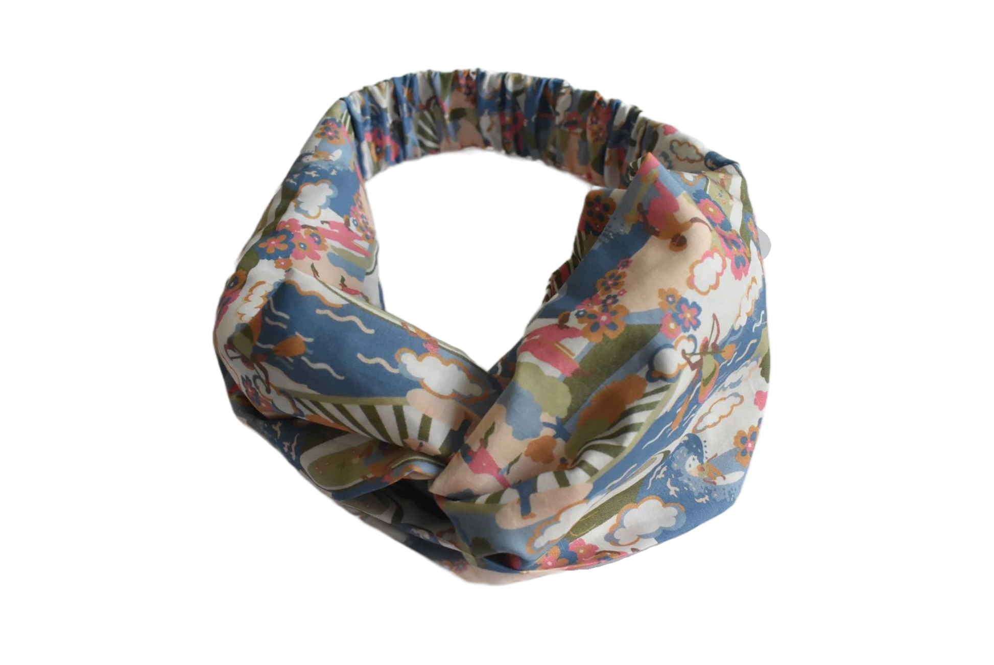 Ladies Twisted Turban Headband - Going For Gold - Liberty Figurative print - Silk & Lawn