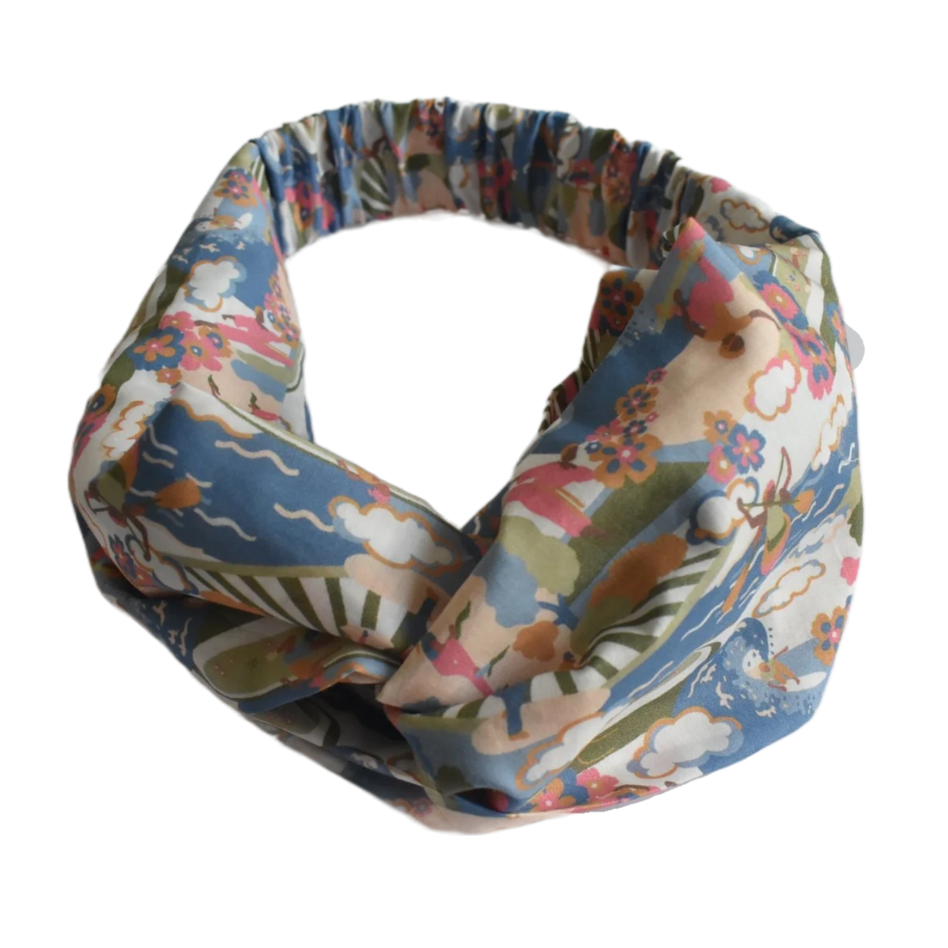 Ladies Twisted Turban Headband - Going For Gold - Liberty Figurative print - Silk & Lawn