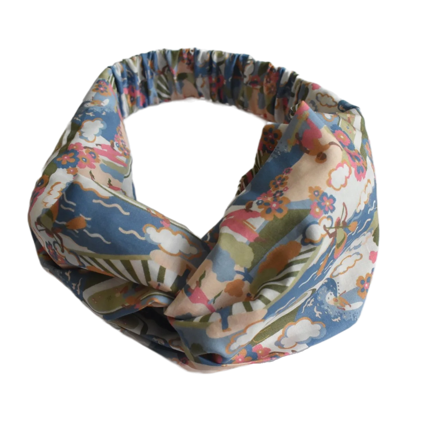 Ladies Twisted Turban Headband - Going For Gold - Liberty Figurative print - Silk & Lawn