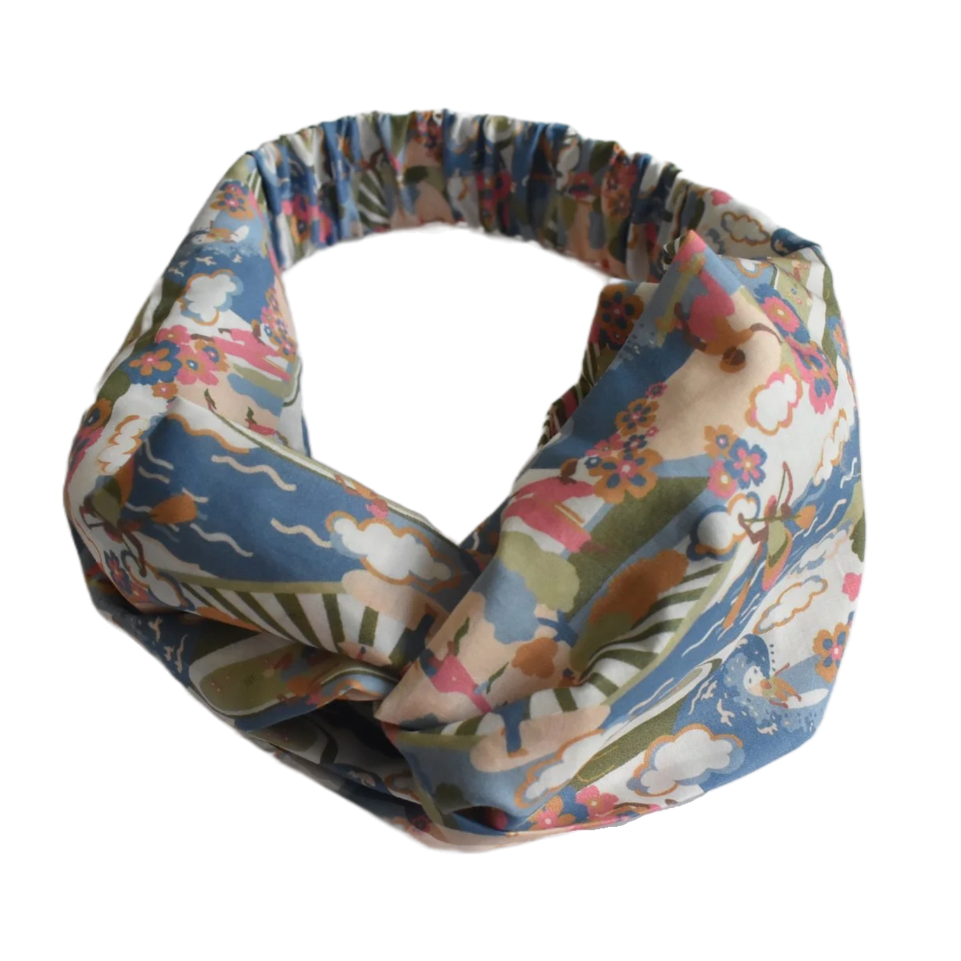 Ladies Twisted Turban Headband - Going For Gold - Liberty Figurative print - Silk & Lawn