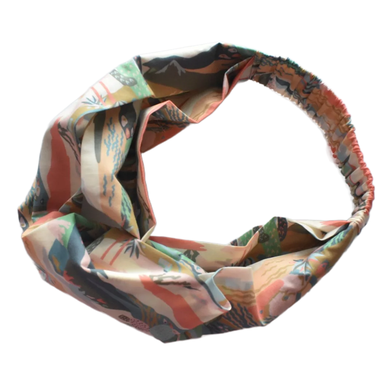 Ladies Twisted Turban Headband - Cactus  - Liberty botanical print - Silk & Lawn