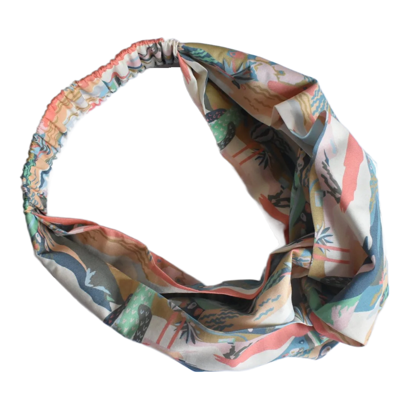 Ladies Twisted Turban Headband - Cactus  - Liberty botanical print - Silk & Lawn