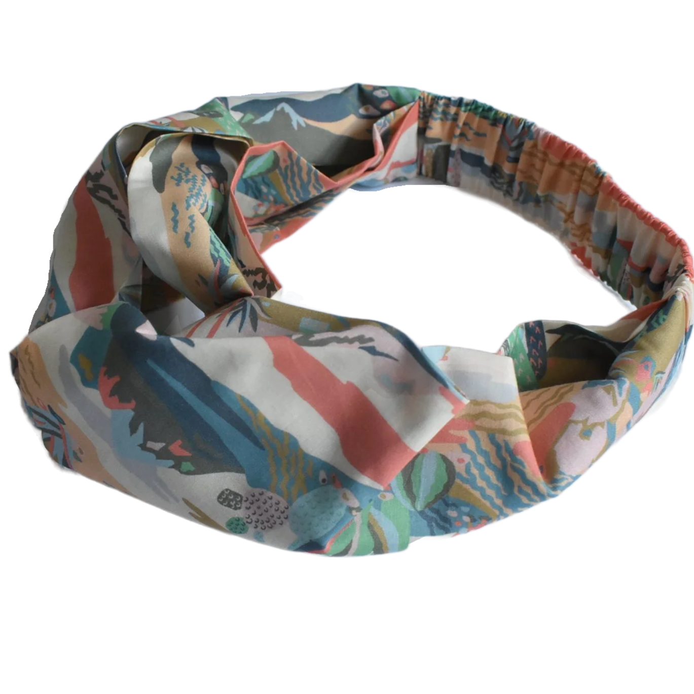 Ladies Twisted Turban Headband - Cactus  - Liberty botanical print - Silk & Lawn
