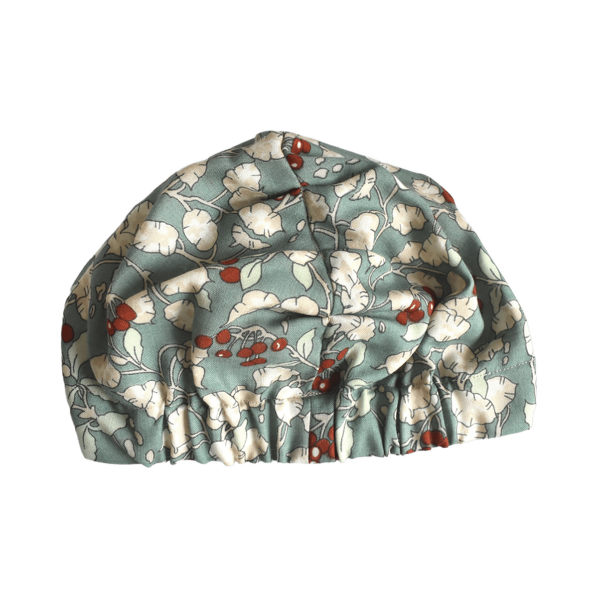 Ladies Turban Hat - Vintage Liberty Winter Berries in Aqua Blue   - Varuna Wool - Silk & Lawn