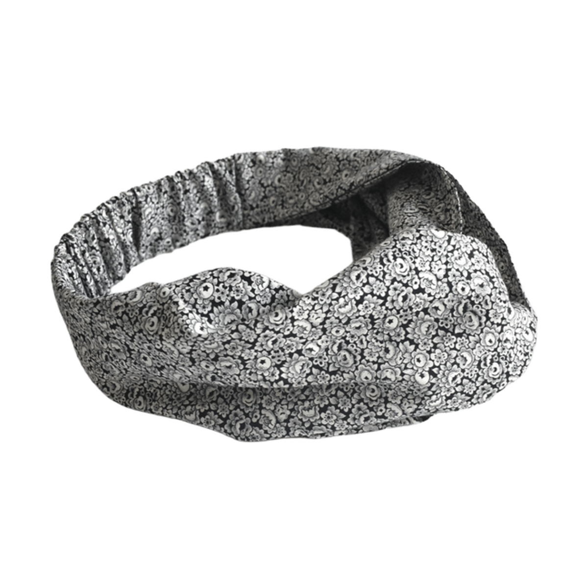 Ladies Twisted Turban Headband - Liberty Black & White Hibiscus Floral n Tana Lawn™ cotton