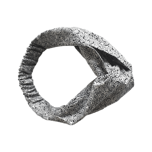 Ladies Twisted Turban Headband - Liberty Black & White Hibiscus Floral n Tana Lawn™ cotton