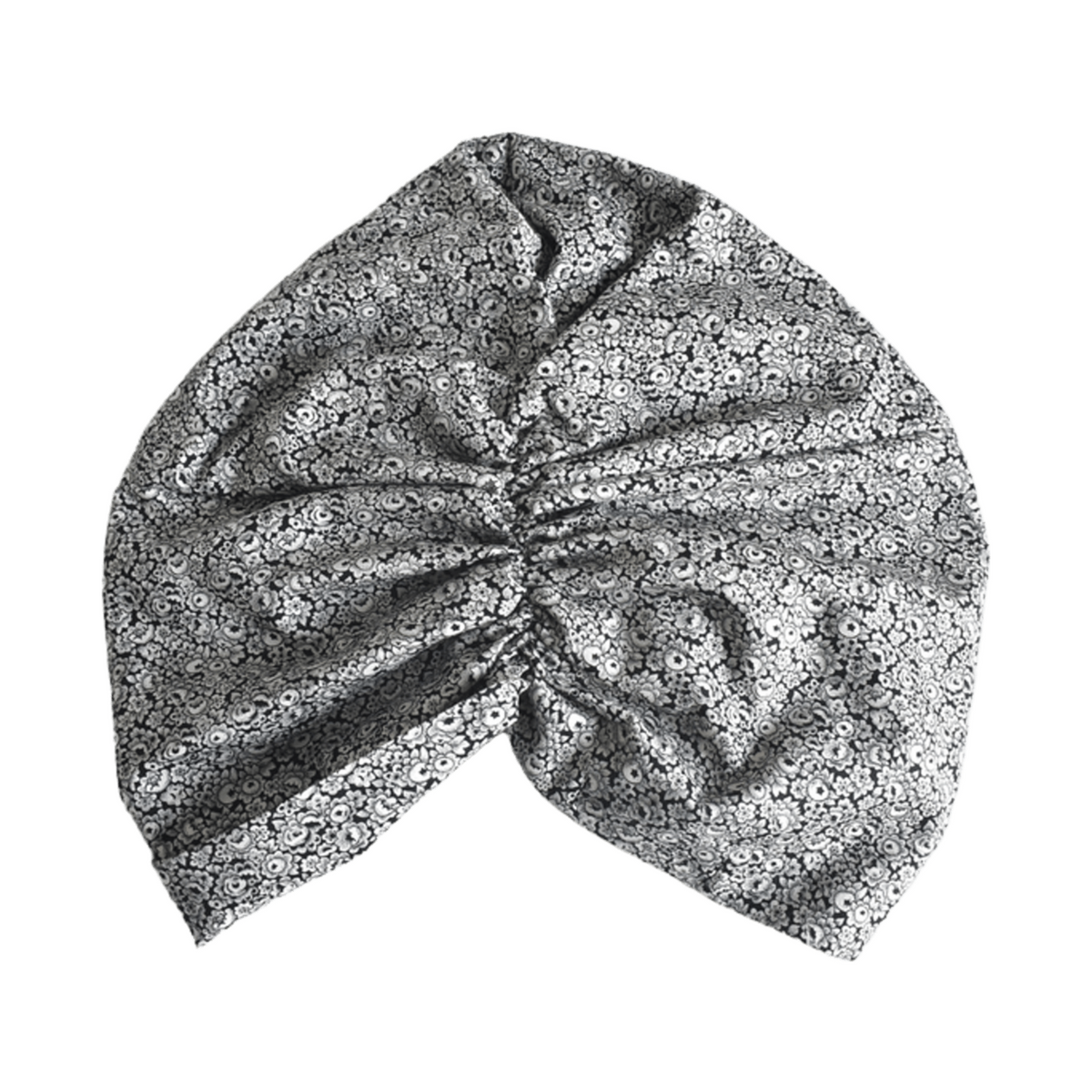 Little Susan Turban Hat - Liberty White and Black Hibiscus Floral Tana Lawn™ cotton