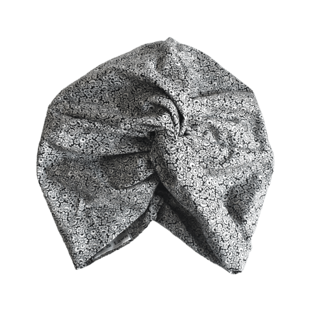 Little Susan Turban Hat - Liberty White and Black Hibiscus Floral Tana Lawn™ cotton