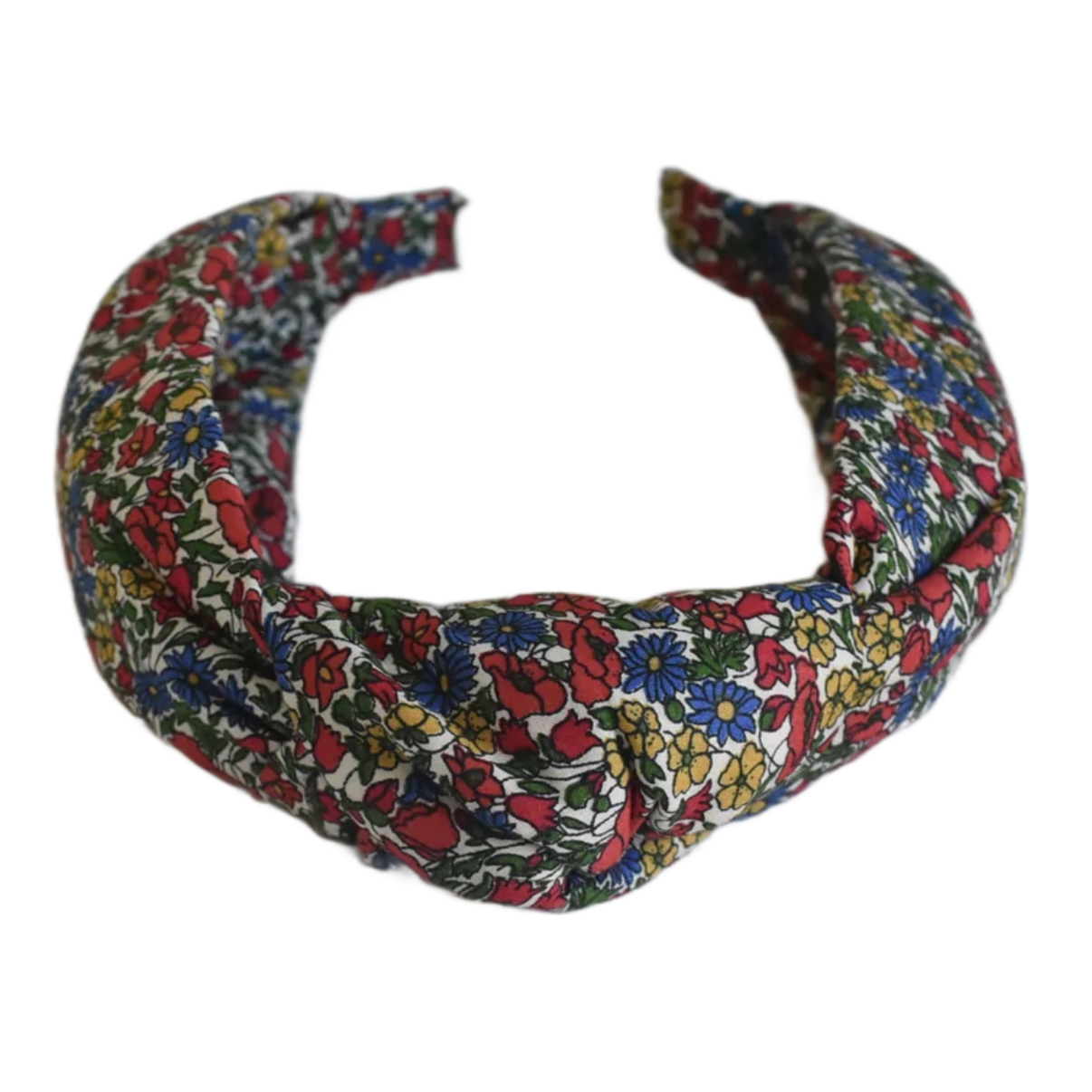 Twisted or Knot Alice band in Red Poppy & Daisy floral Liberty of London Tana Lawn cotton - Silk & Lawn