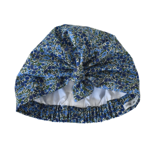 Ladies Turban Hat - Liberty of London Classic Blue Poppy floral print