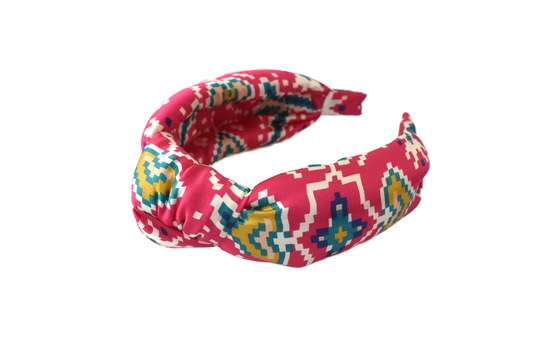Luxury Silk Knot Alice band - Liberty of London Artist Tapestry Hearts Silk Satin - Silk & Lawn