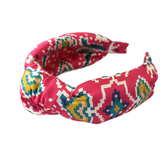 Silk Alice band - Pink Tapestry Hearts Liberty of London Artist Silk  - Twisted or Knot - Silk & Lawn