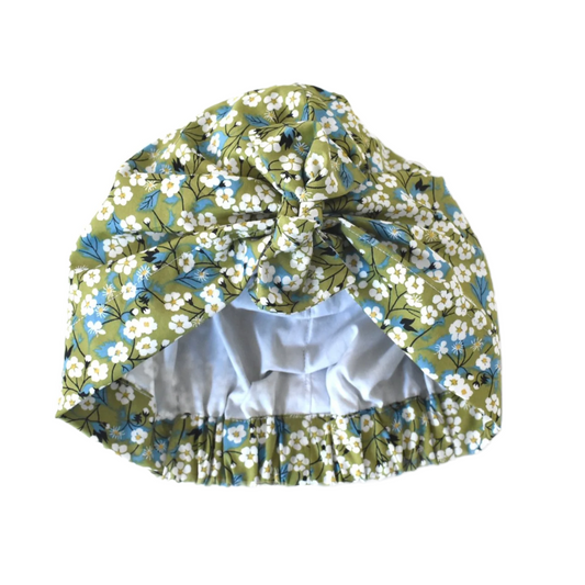 Ladies Turban Hat - Liberty of London Classic Green Mitsi floral print