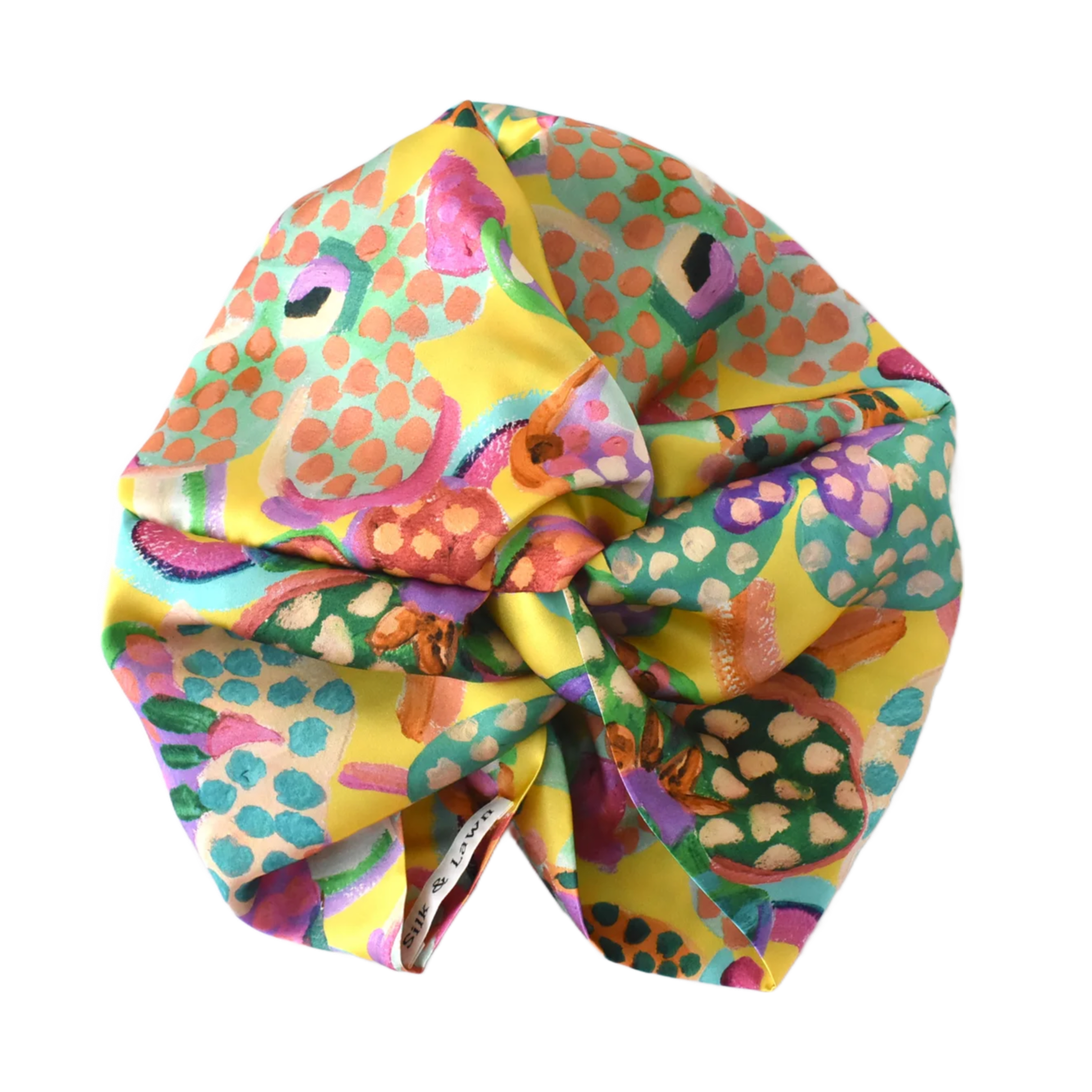 Little Susan Twisted Silk Turban & Head wrap - Liberty of London Artist Yellow Floral silk satin - Silk & Lawn