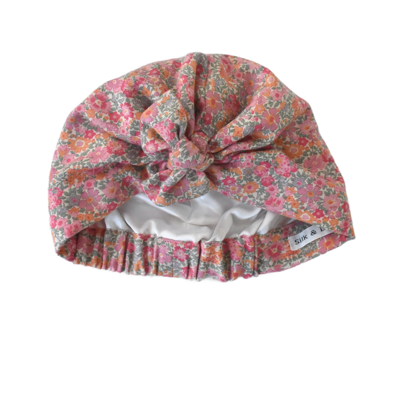 Ladies Turban Hat - Vintage 1980s classic Liberty London pink floral print - Varuna wool