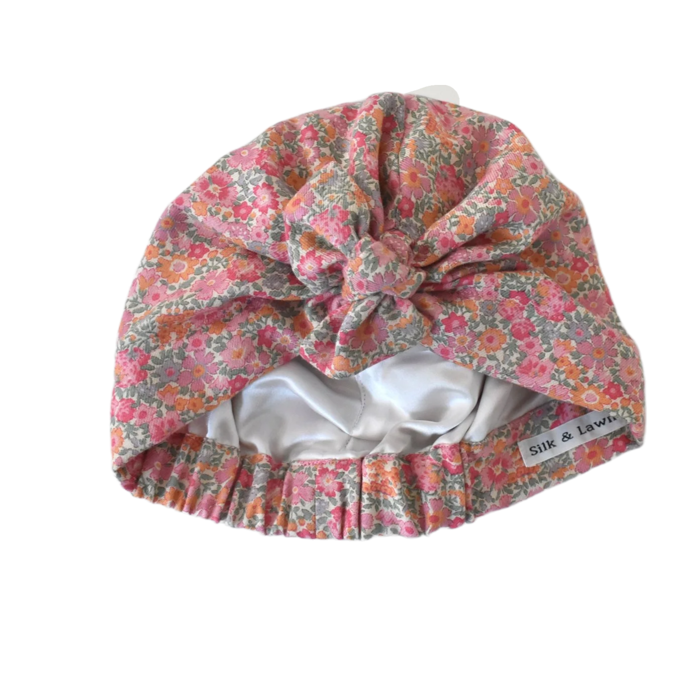 Ladies Turban Hat - Vintage 1980s classic Liberty London pink floral print - Varuna wool