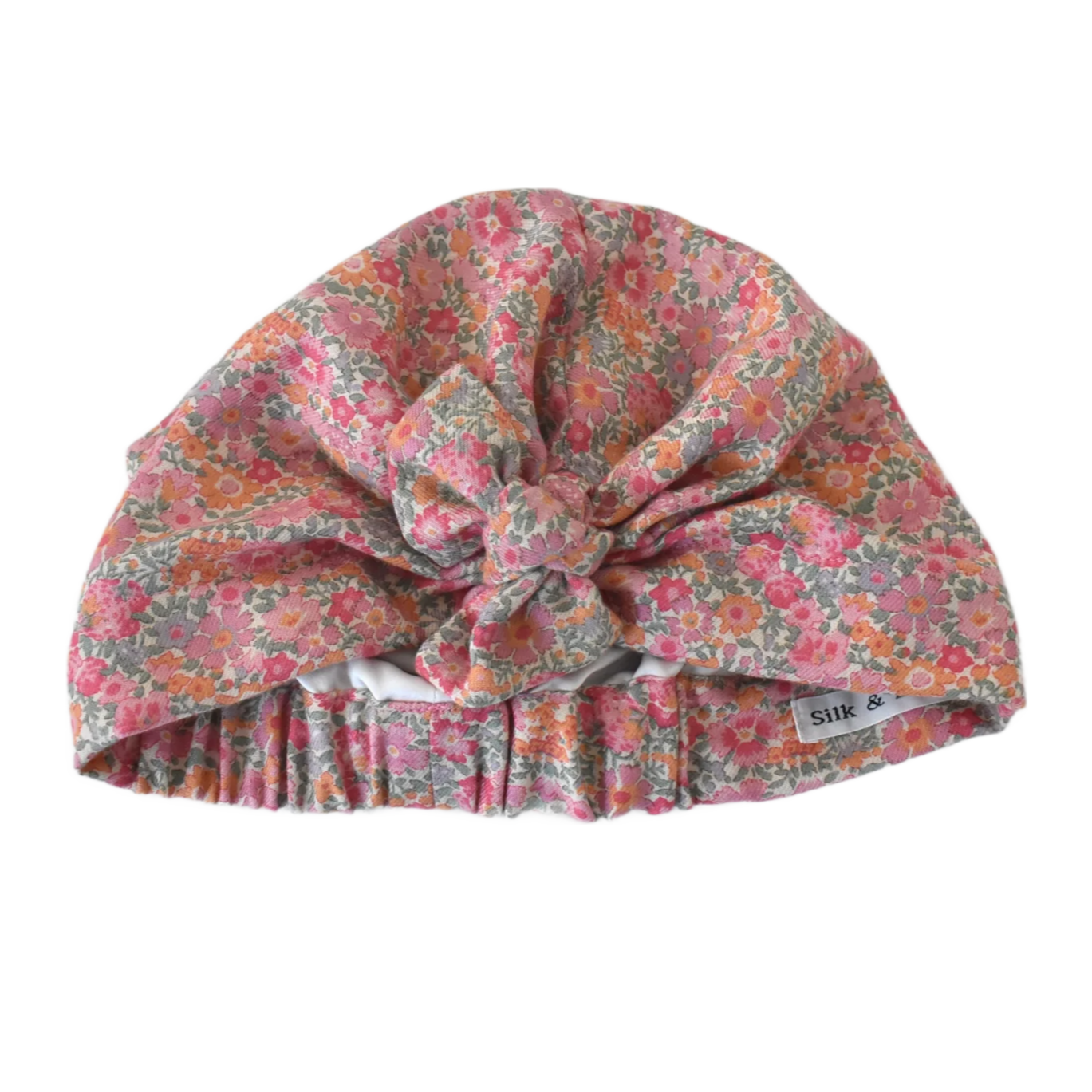 Ladies Turban Hat - Vintage 1980s classic Liberty London pink floral print - Varuna wool