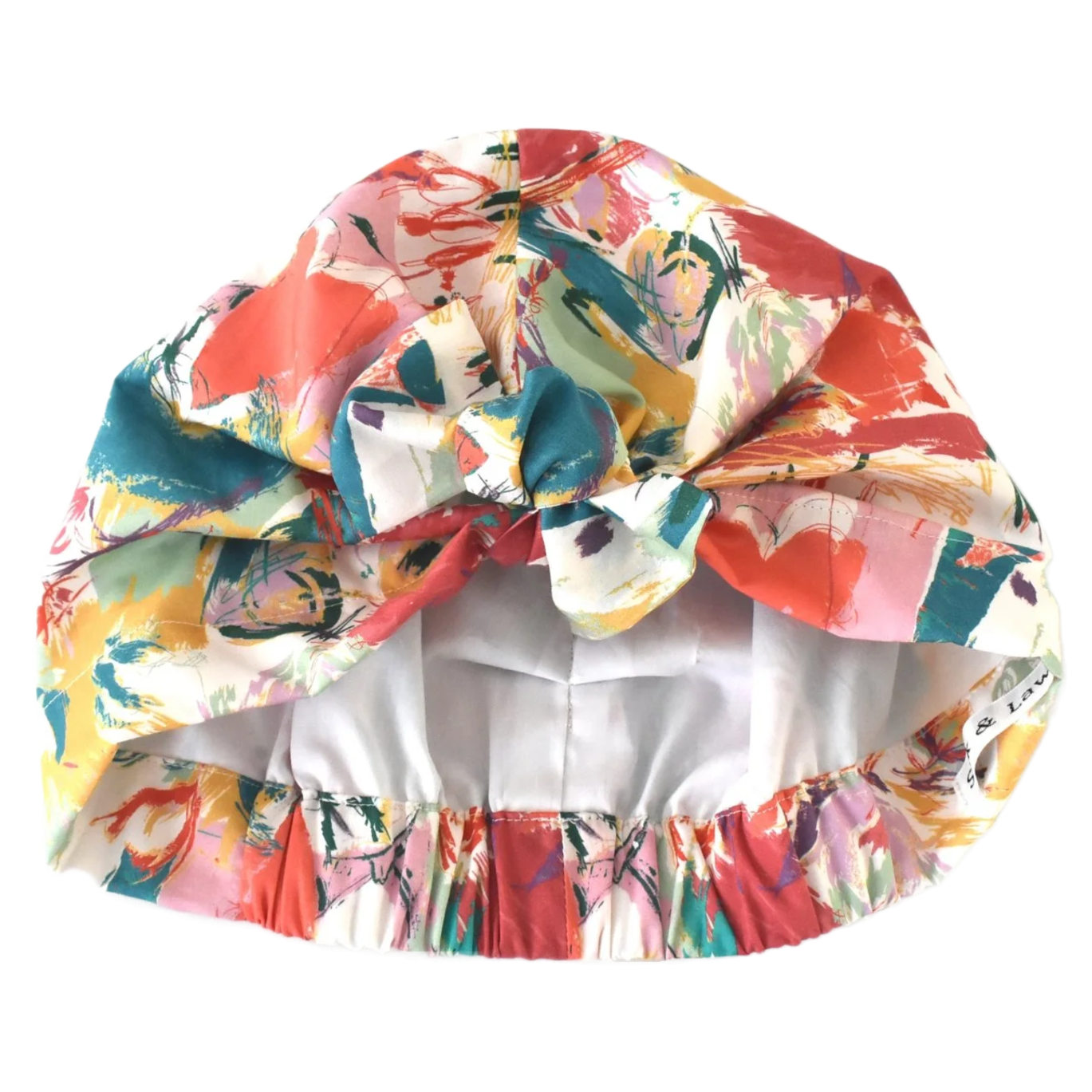 Ladies Turban Hat - Liberty of London Nine Elms - a fun loving Liberty in Love multicolour graphic print - Silk & Lawn
