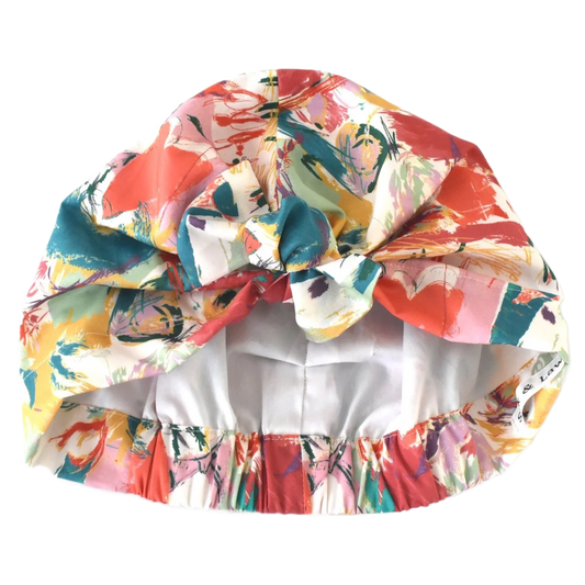 Ladies Turban Hat - Liberty of London Nine Elms - a fun loving Liberty in Love multicolour graphic print - Silk & Lawn