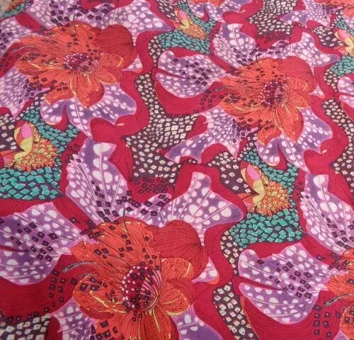 Wool & Silk Twisted Turban hairband and neck scarf in Liberty of London Satsuki in Red