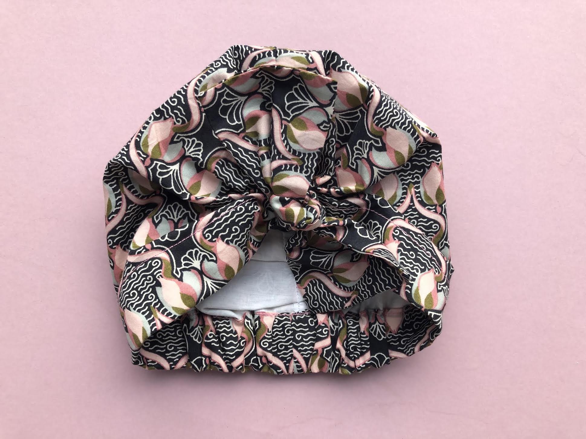 Little Land Girl Baby Hat - Liberty of London Pink and Black Rose Floral- Limited Edition - Tot Knots of Brighton