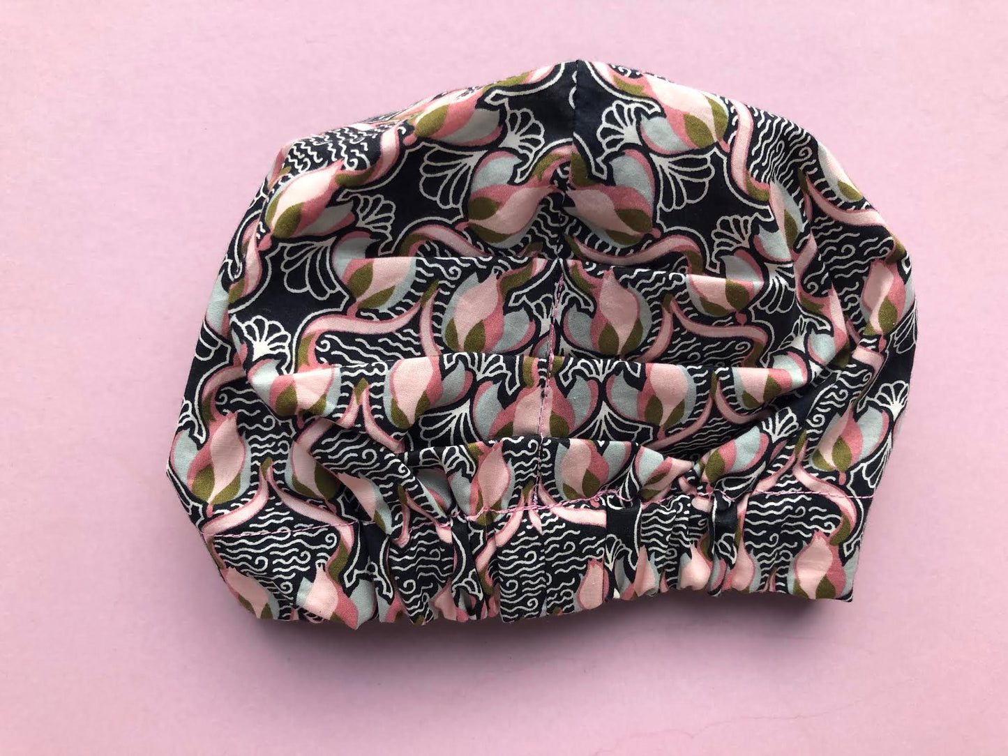 Little Land Girl Baby Hat - Liberty of London Pink and Black Rose Floral- Limited Edition - Tot Knots of Brighton