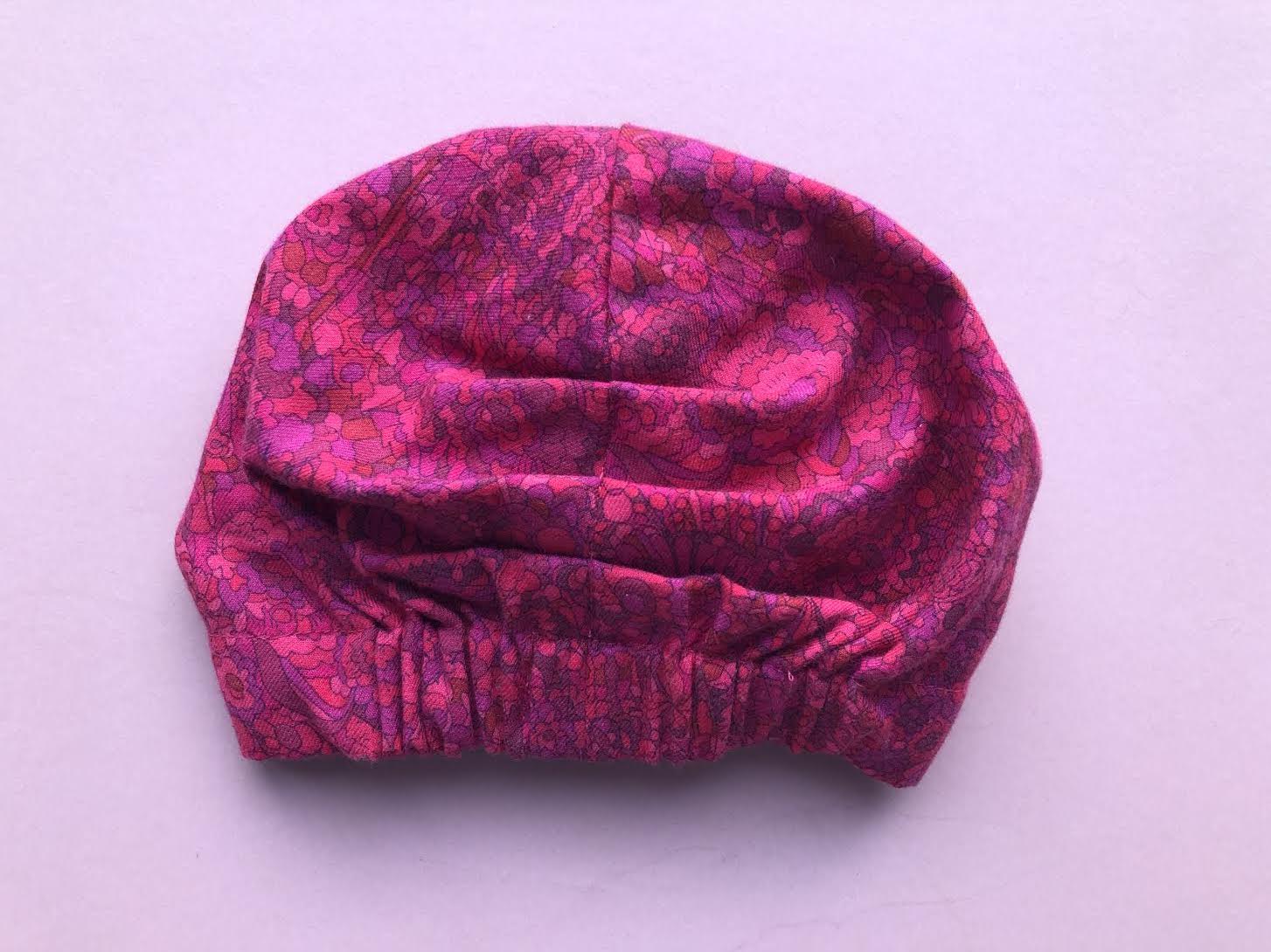 Ladies Turban Hat - Bright Pink graphic Liberty of London print in Lantana fabric - Silk & Lawn