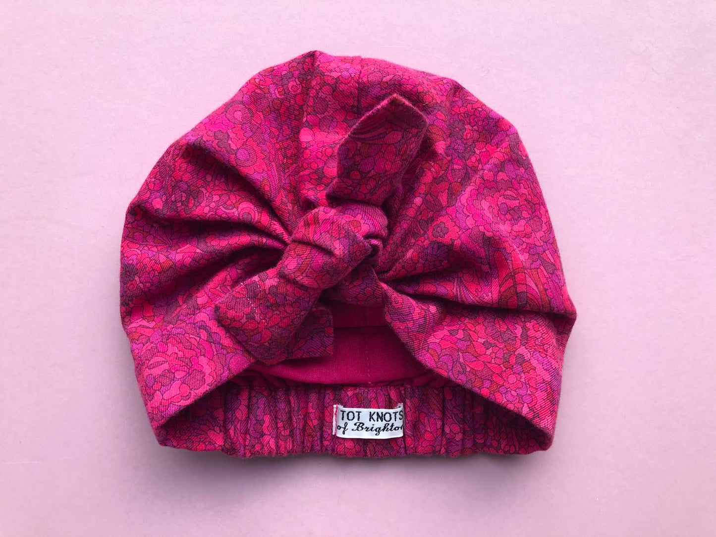 Ladies Turban Hat - Bright Pink graphic Liberty of London print in Lantana fabric - Silk & Lawn