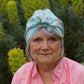 Ladies Turban Hat - Liberty of London Vintage Clara Aqua High Heels print - Silk & Lawn
