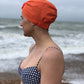 Salty Sea Knot - Swimming Cap Topper - Swim Turban - Tangerine Orange - Silk & Lawn