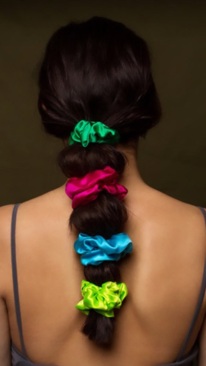 Pure Mulberry Silk Hair tie Scrunchies - various jewel colours