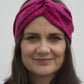 Bright Pink Graphic Twisted Turban hairband and neck scarf in Liberty of London - Silk & Lawn