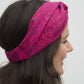 Bright Pink Graphic Twisted Turban hairband and neck scarf in Liberty of London - Silk & Lawn