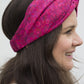 Bright Pink Graphic Twisted Turban hairband and neck scarf in Liberty of London - Silk & Lawn