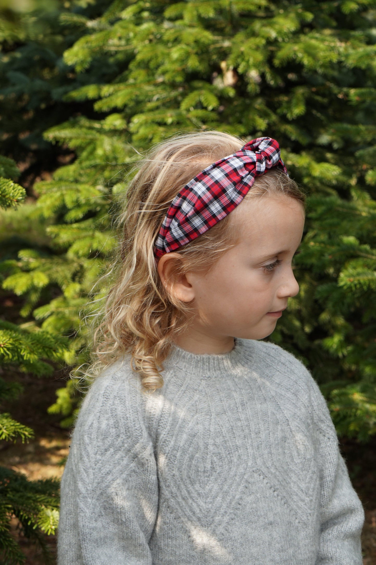 Kids Knot Alice band - Liberty Red and Black Check print
