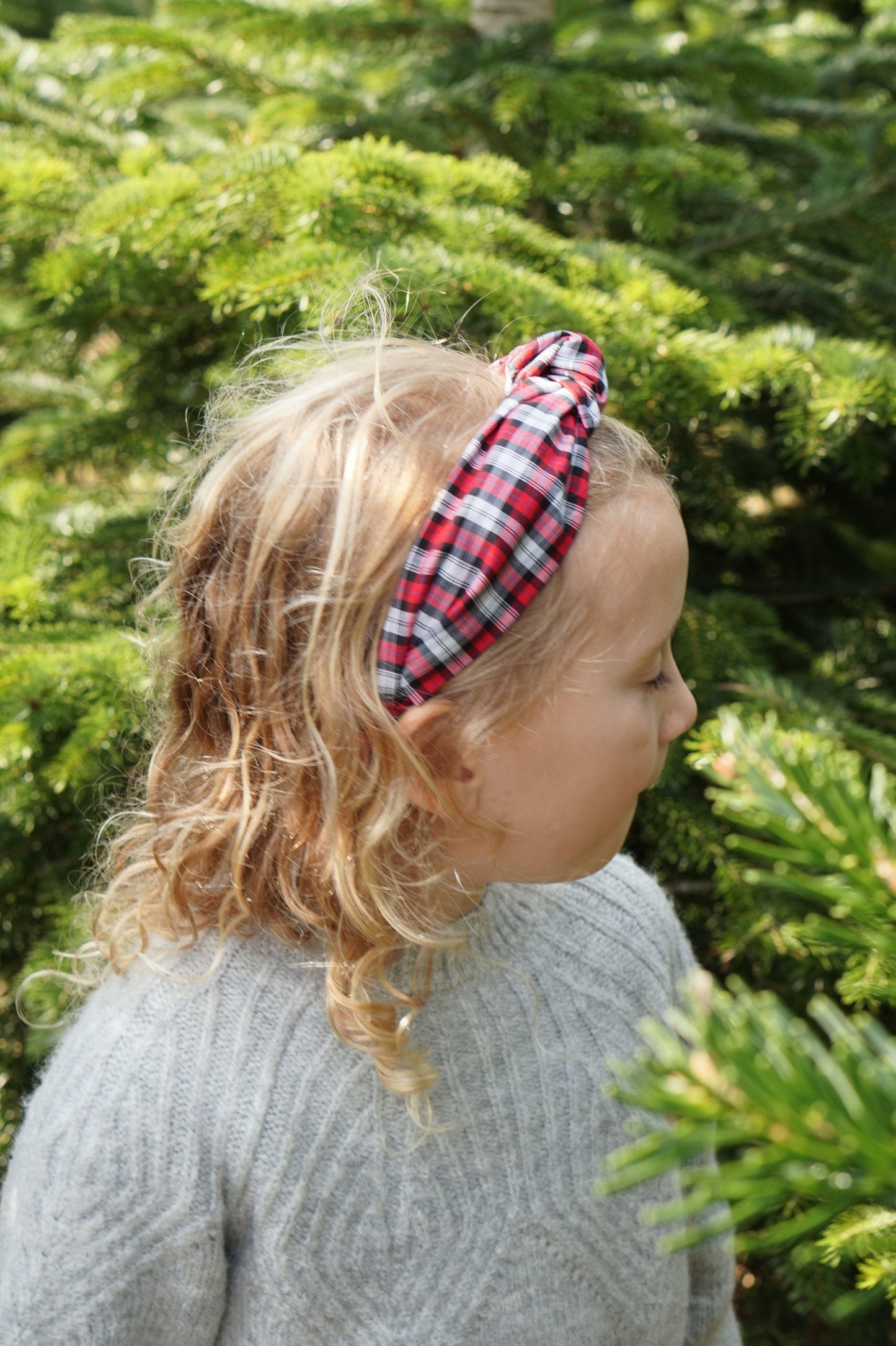Kids Knot Alice band - Liberty Red and Black Check print