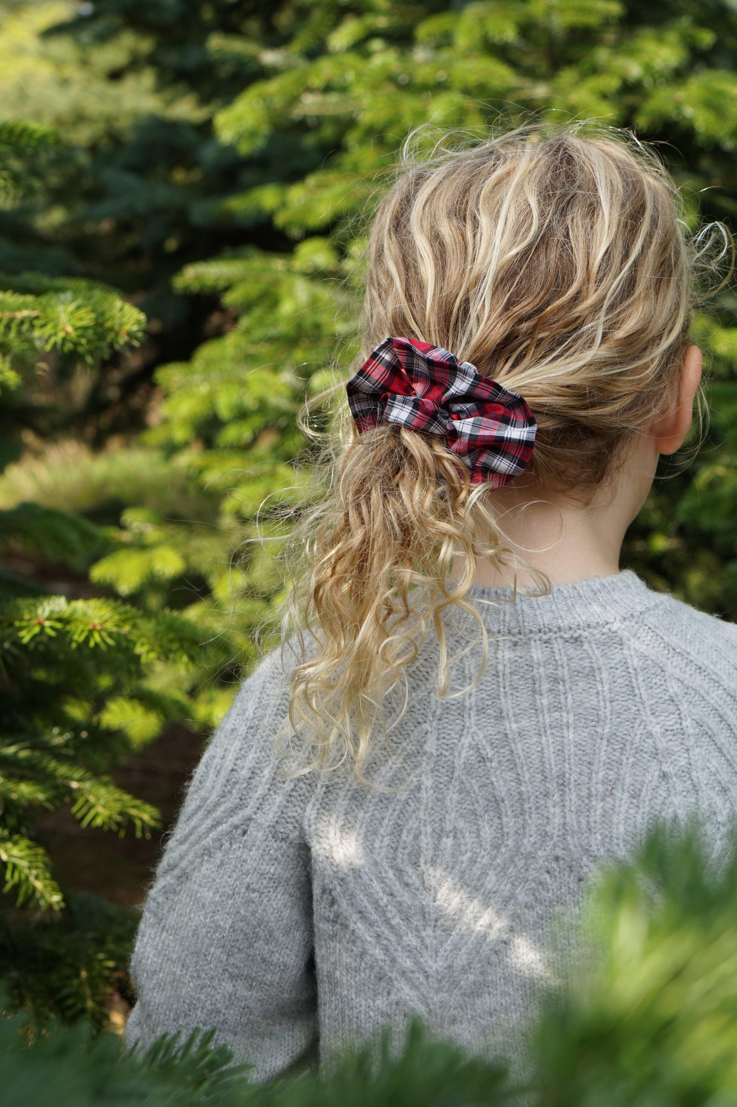 Red and Black Check Liberty print Scrunchie
