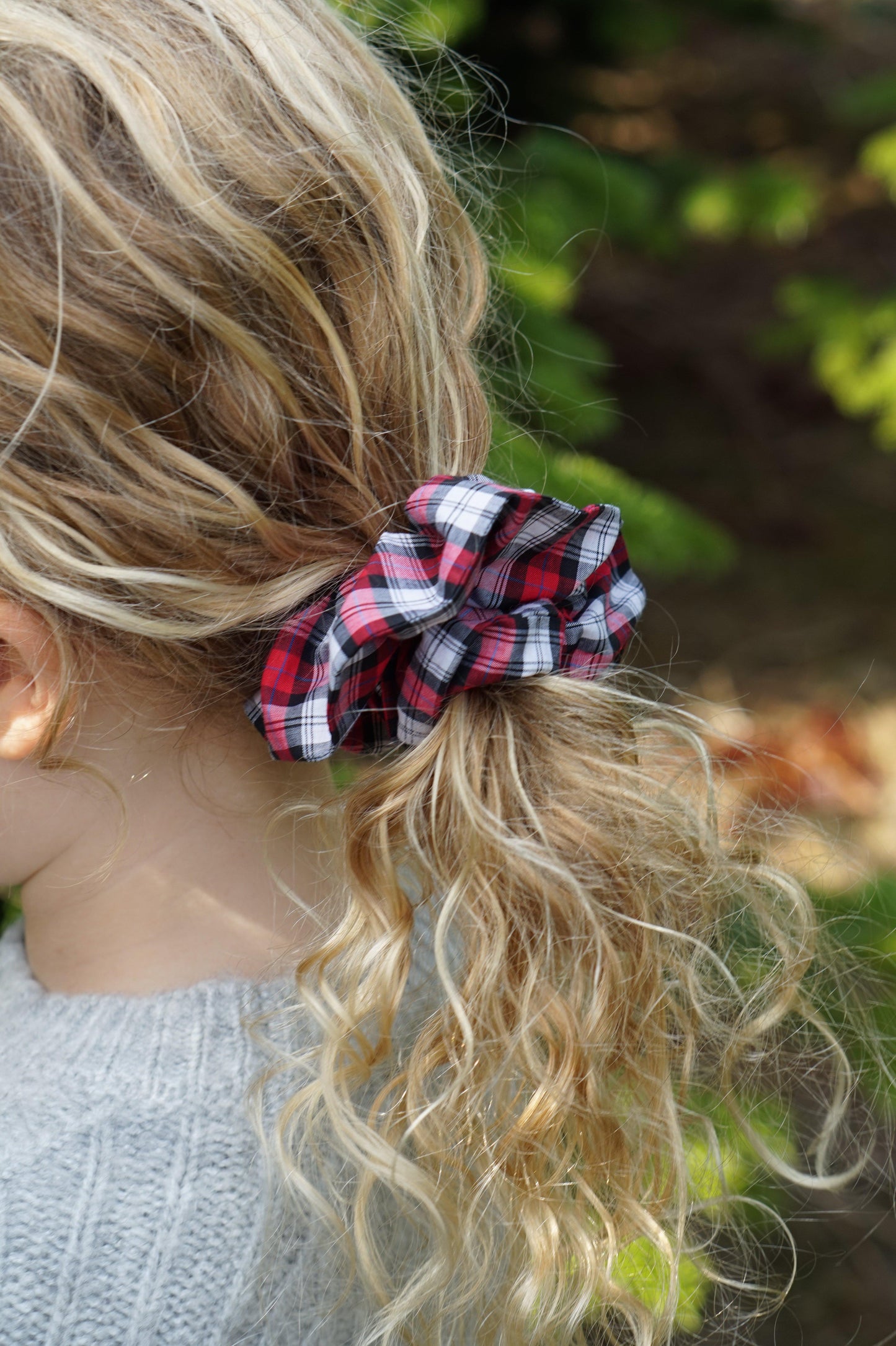 Red and Black Check Liberty print Scrunchie