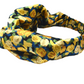 Silk Twisted Turban hairband  in Liberty of London Stone Garden Yellow Roses - 100% Silk-Satin (MEDIUM) - Silk & Lawn